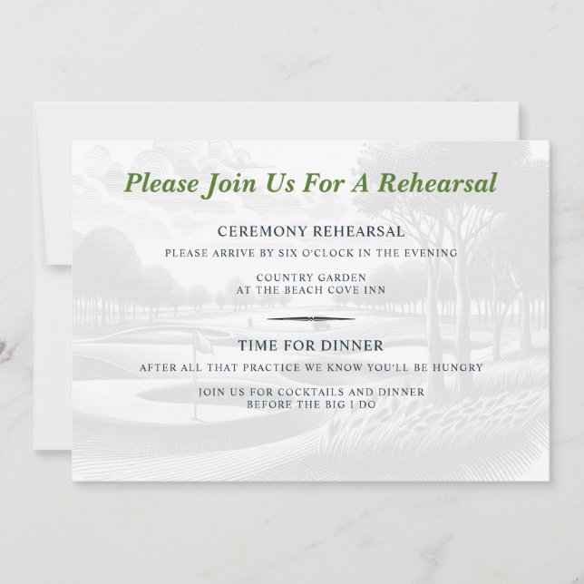 Golf Couple Wedding Rehearsal Invitation (Front)