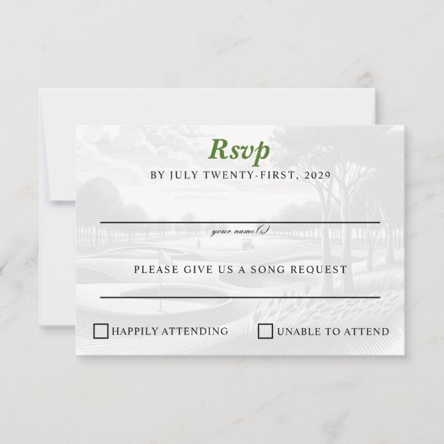 Golf Couple Wedding RSVP Card (Front)