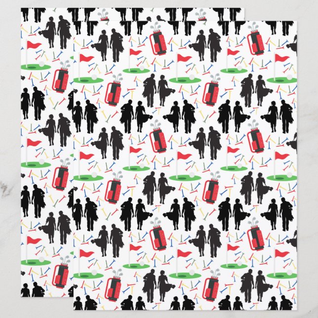 Golf Couples Scrapbook Paper (Front/Back)