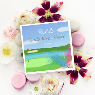 Golf Course And Bunker Gender Reveal Baby Shower Napkin