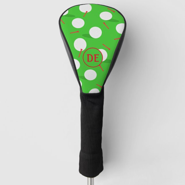 Golf Course Balls, Holes and Tees Monogram Head Cover (Front)