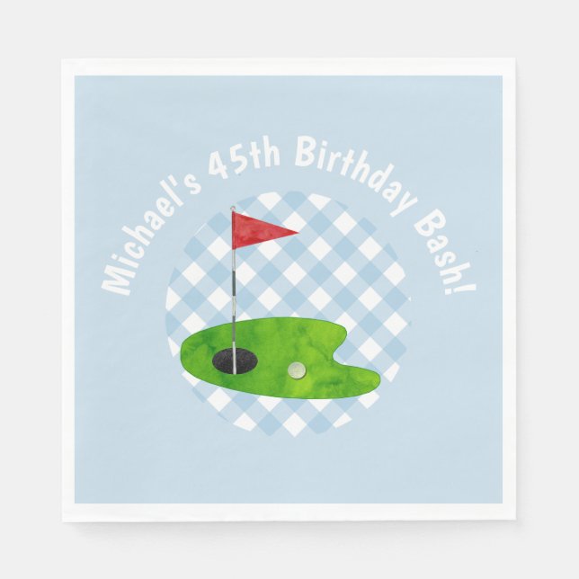 Golf Course Blue White Preppy Country Club Party Napkin (Front)