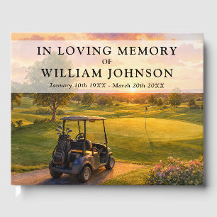 Golf Course Buggy Celebration of Life Funeral Guest Book