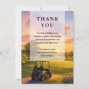 Golf Course Buggy Celebration of Life Funeral Thank You Card