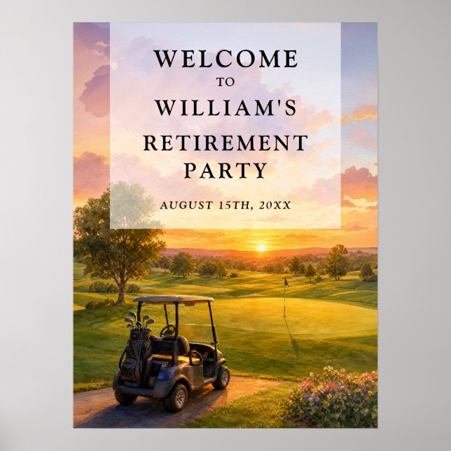 Golf Course Buggy Retirement Party Welcome Sign (Front)