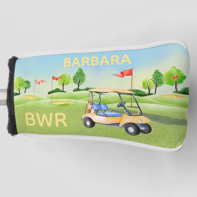 Golf Course Cart Women Monogram Name  Head Cover (Front)