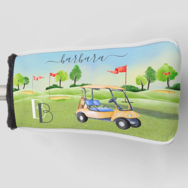 Golf Course Cart Women Monogram Name Putter   Head Cover (Front)