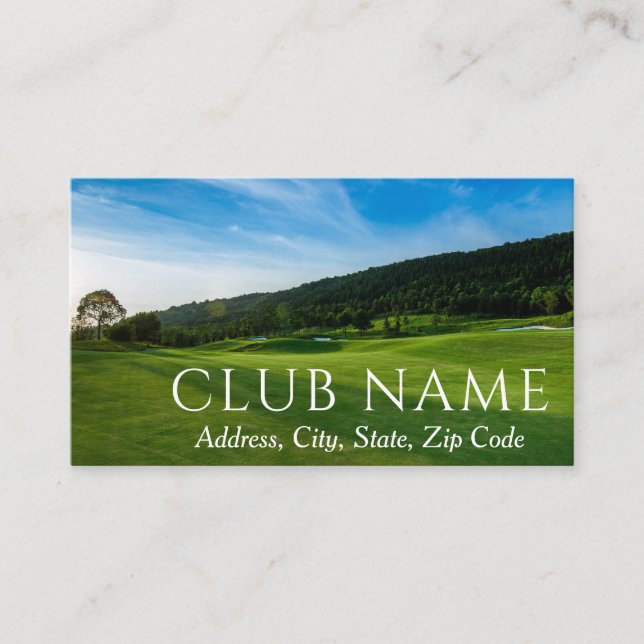 Golf Course Country Club Field Green Classy Modern Business Card (Front)
