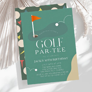 Golf Course Fairway Flag Adult Birthday Par-Tee Invitation