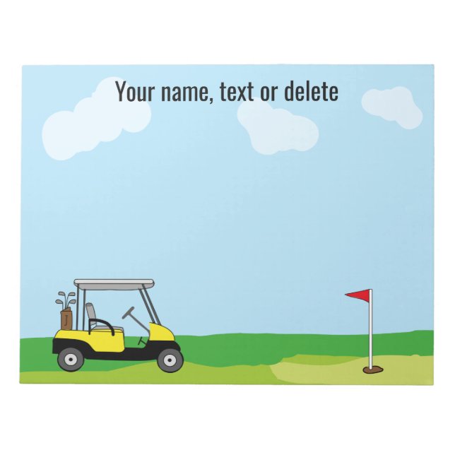 Golf Course Golf Cart Personalized Notepad (Front)