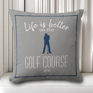 Golf Course Golfing Life is Better Custom Grey Cushion