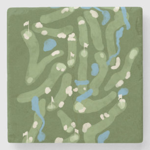 Golf course graphic on stone coaster