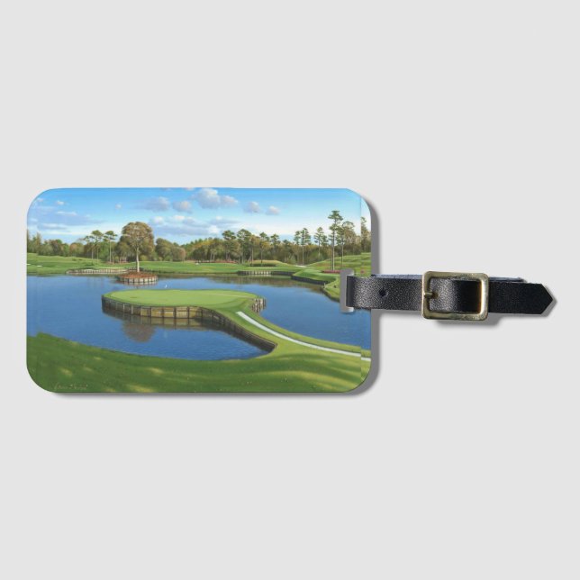 Golf course greeens background luggage tag (Front Horizontal)