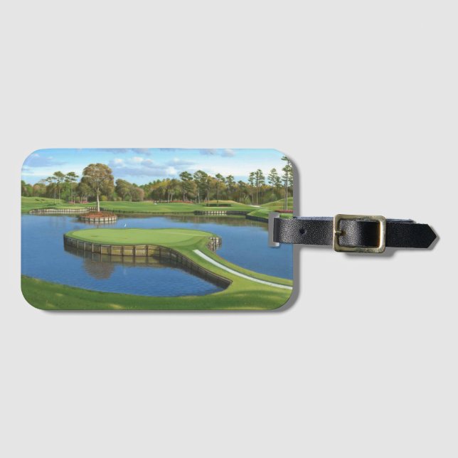 Golf course greeens background luggage tag (Front Horizontal)