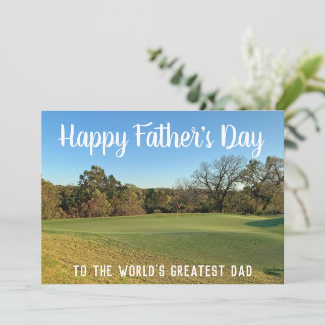 Golf Course Happy Father's Day Personalised Golfer Card (Standing Front)