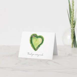 Golf course heart shape thank you card