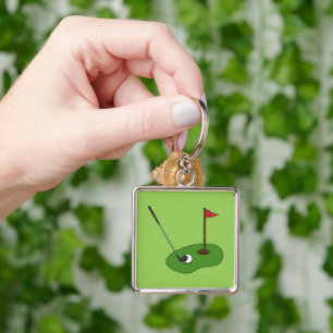 Golf Course Hole with Flag Key Ring