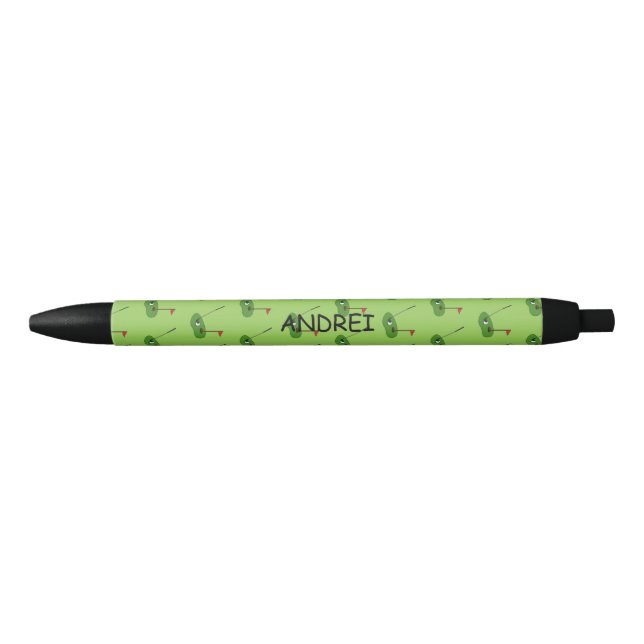 Golf Course Hole with Flag Personalise Black Ink Pen (Front)