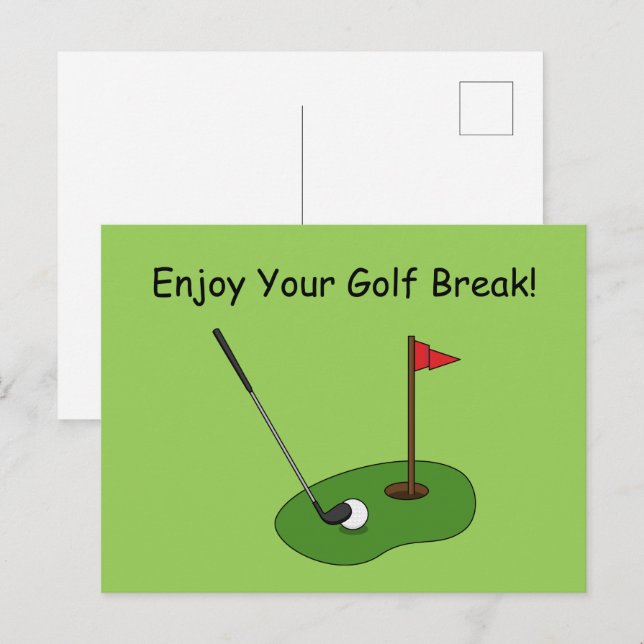 Golf Course Hole with Flag Personalise Holiday Postcard (Front/Back)