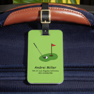 Golf Course Hole with Flag Personalise Luggage Tag