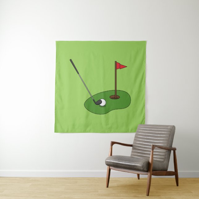 Golf Course Hole with Flag Tapestry (In Situ)