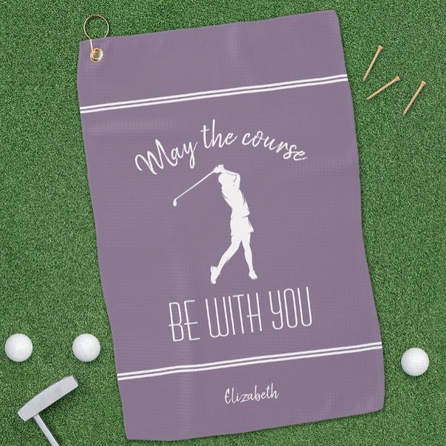 Golf Course Lady Pro Modern Golfer Monogram Purple Golf Towel (Creator Uploaded)