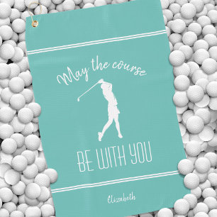 Golf Course Lady Sport Modern Golfer Monogram Teal Towel