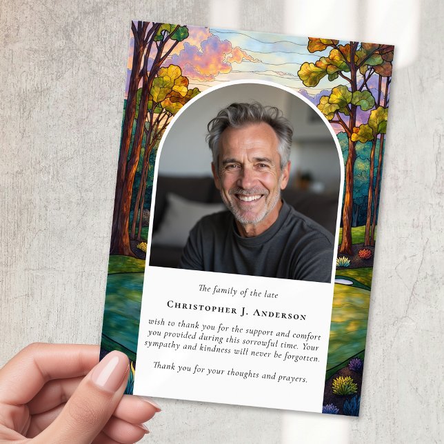 Golf Course Photo Sympathy Funeral Memorial Thank You Card (Creator Uploaded)