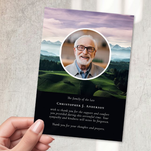 Golf Course Photo Sympathy Funeral Memorial Thank You Card (Creator Uploaded)