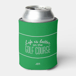 Golf Course Quote Custom Initials Text Green Can Cooler