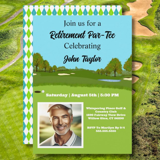 Golf Course Retirement Party Invitation with Photo (Creator Uploaded)