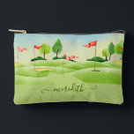 Golf Course Scene Personalised Name  Accessory Pouch<br><div class="desc">A fun watercolor golf course scene and personalised with your name in script.  Would also make a special gift.  For design assistance or special requests,  just send a chat and we'll be delighted to assist.</div>