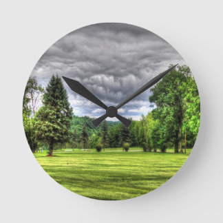 Golf Course Scene Round Clock