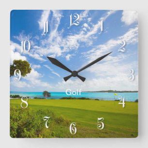 Golf course square wall clock