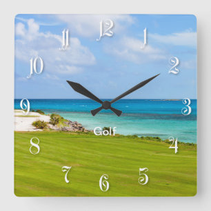 Golf course square wall clock