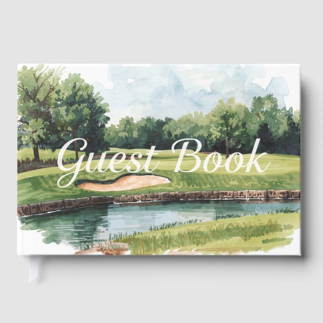 Golf  Course watercolor Guest Book (Front)