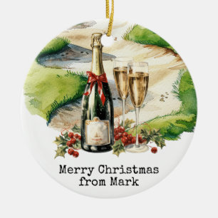 Golf Course with Christmas Drink for golfer Ceramic Tree Decoration