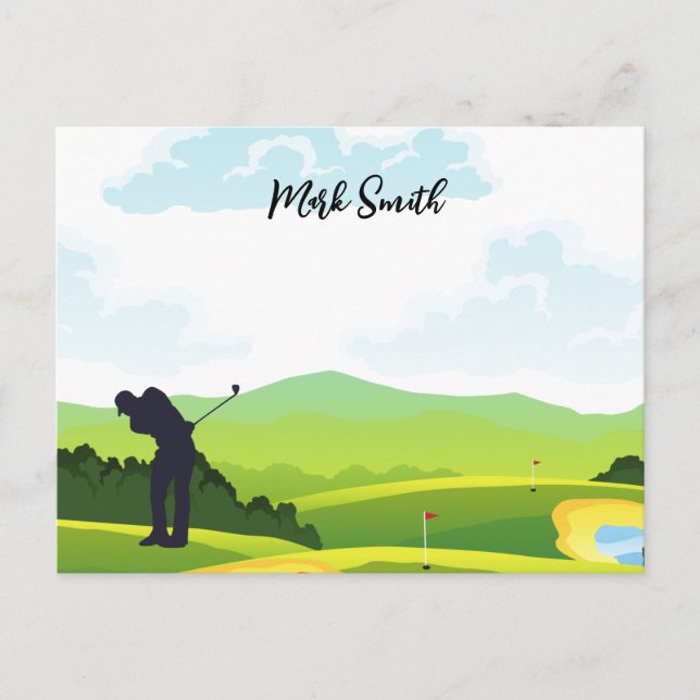 Golf course with Name for golfer  Holiday Postcard (Front)