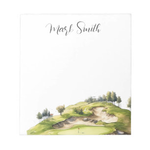 Golf course with Name gifts for golfer Notepad