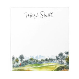 Golf course with Name gifts for golfer Notepad