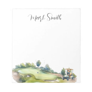 Golf course with Name gifts for golfer Notepad