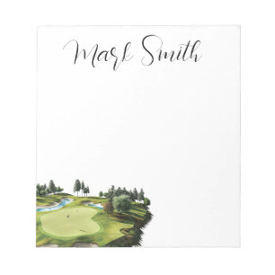 Golf course with Name gifts for golfer Notepad