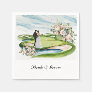Golf Course with wedding themed for golfer Napkin
