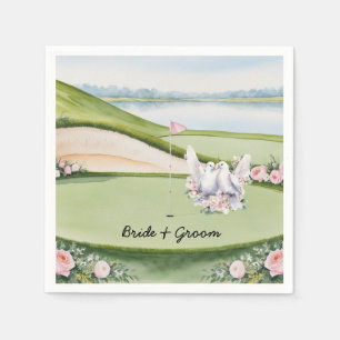 Golf Course with wedding themed on putting green Napkin