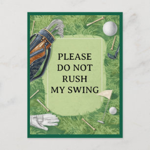 Golf course with your own text on green for golfer postcard