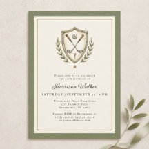 Golf Crest Elegant Monogram Birthday Party Golfing