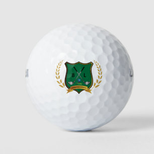 "Golf Crest Logo with Monogram Initials Golf Balls