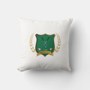 GOLF Crest with Laurel Wreath Monogram Cushion