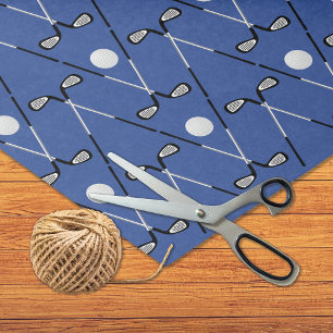 Golf crossed clubs pattern deep blue tissue paper