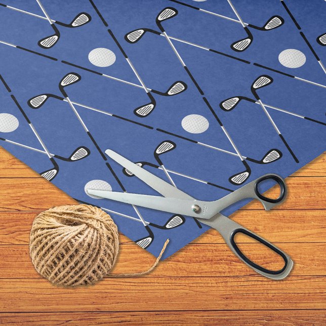 Golf crossed clubs pattern deep blue tissue paper (Creator Uploaded)